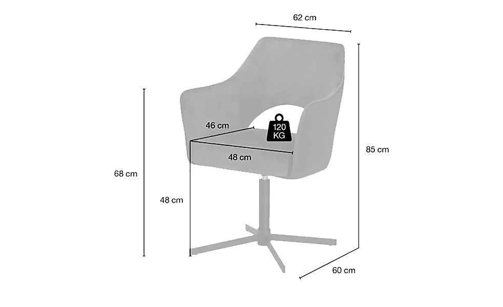 Armlehnstuhl drehbar Albert ¦ grau ¦ Maße (cm): B: 62 H: 85 T: 60.0 Stühle günstig online kaufen