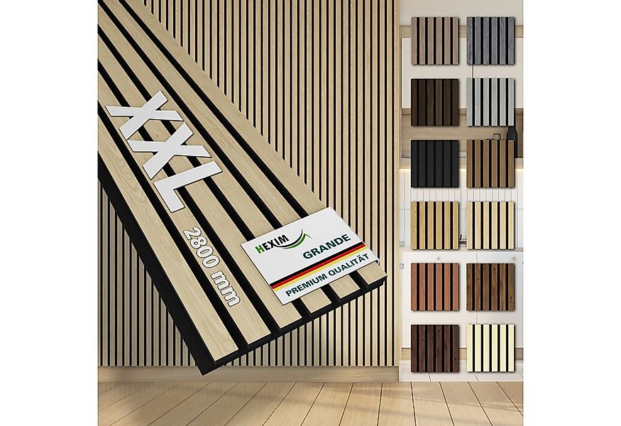 Hexim Wandpaneel, (Akustikpaneele 4 Stück 280x30cm Holz Grande - XXL Holzpa günstig online kaufen