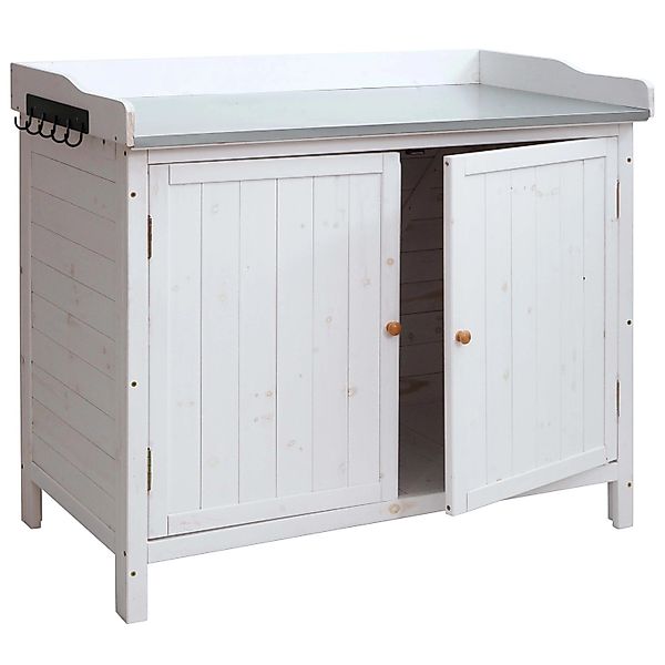 PROREGAL Gartenschrank Mit Arbeitsplatte 86x104x52cm Outdoor Tanne Holz Wei günstig online kaufen