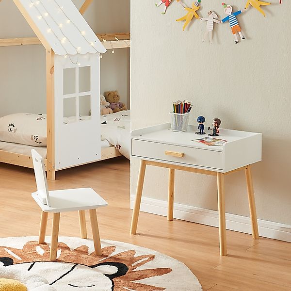en.casa Kinderschreibtisch (2er Set), »Skjervøy« Holz/Weiß günstig online kaufen