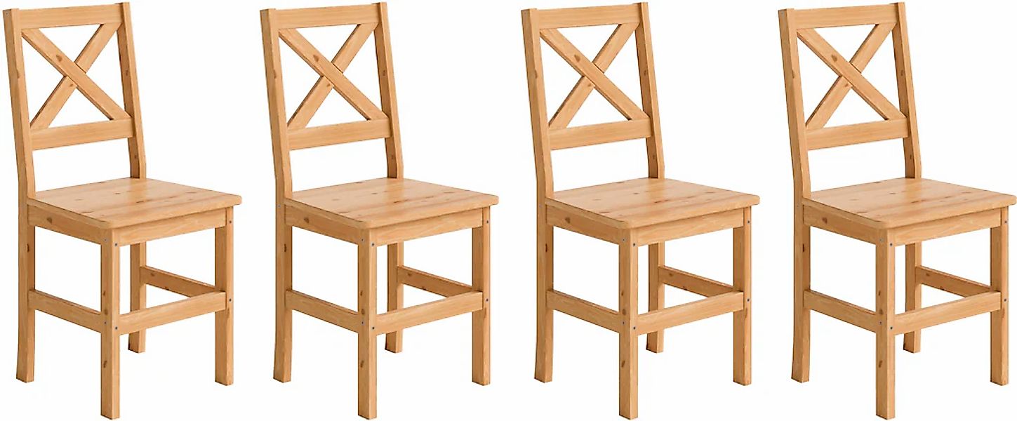 Home affaire 4-Fußstuhl "Malmö" (Set) 4 Stk.Holzstuhl Kiefer Massivholz nat günstig online kaufen