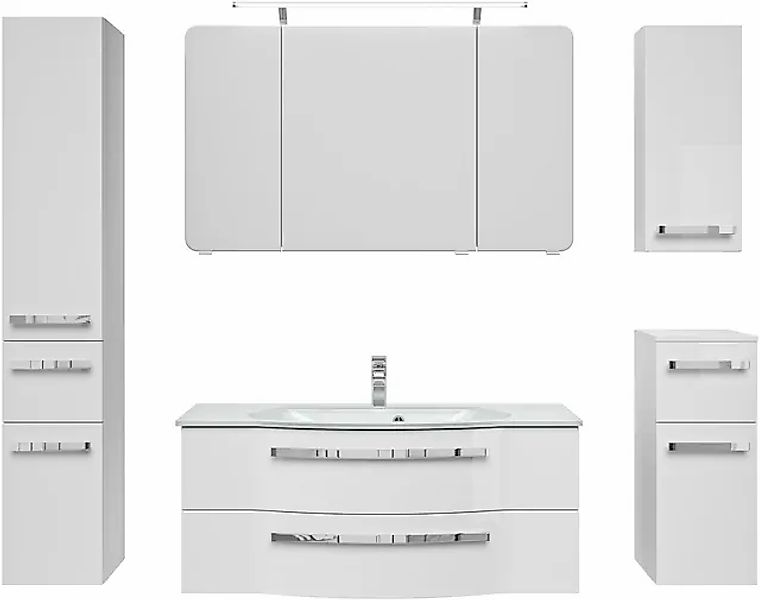 Saphir Badmöbel-Set »Serie 4005, vormontiert, Glaswaschbecken, Spiegelschra günstig online kaufen
