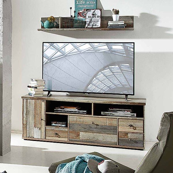 TV Board in Grau Treibholz Dekor Shabby Chic günstig online kaufen