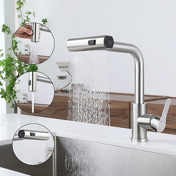 Nettlife Küchenarmatur Wasserhahn Ausziehbar Schwarz Spültischarmatur günstig online kaufen