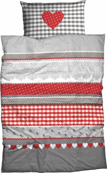 CASATEX Bettwäsche "Herz-Karo" 3 Stk. tlg. niedlichem Herz-Karo Design günstig online kaufen