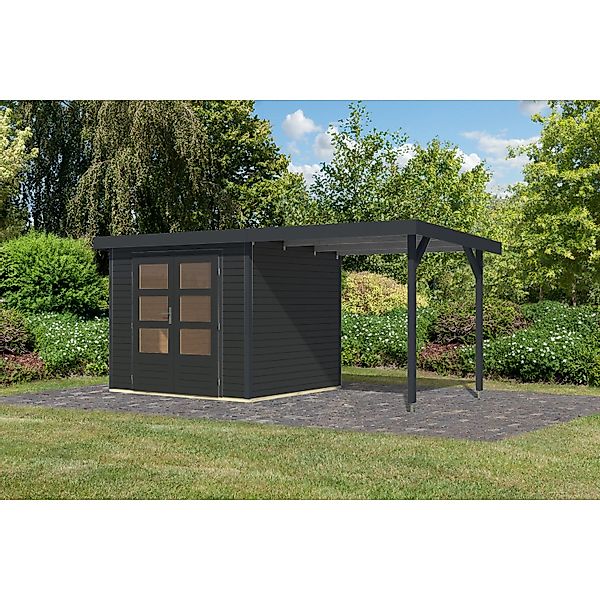 Karibu Gartenhaus Ernesto 3 C Anbaudach Anthrazit/Anthrazit 209 x 238 x 213 günstig online kaufen