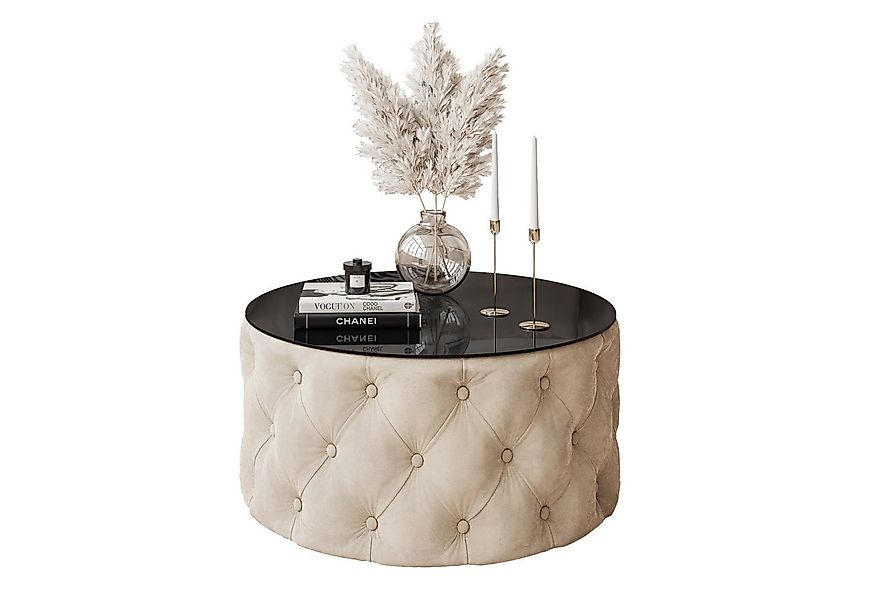 Lookway Couchtisch CHESTERFIELD 70 cm runder gepolsterter couchtisch günstig online kaufen