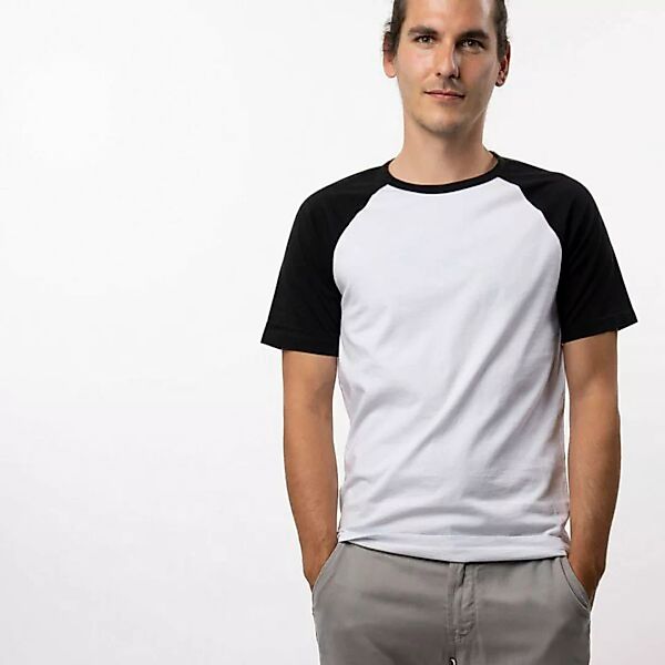 T-shirt Raglan Herren - Bio-baumwolle Schwarz/weiß günstig online kaufen