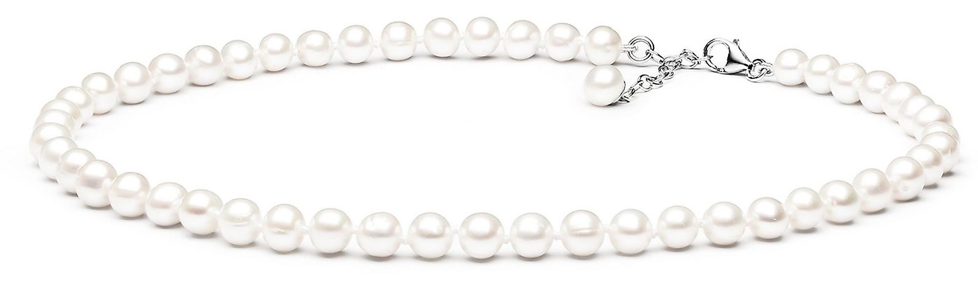 Gaura Pearls Perlenkette, klassisch, weiß, rund, 40-43 cm, echte Süßwasserz günstig online kaufen