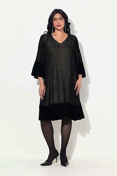 Ulla Popken Cocktailkleid Samtkleid A-Linie Ausbrennermuster günstig online kaufen