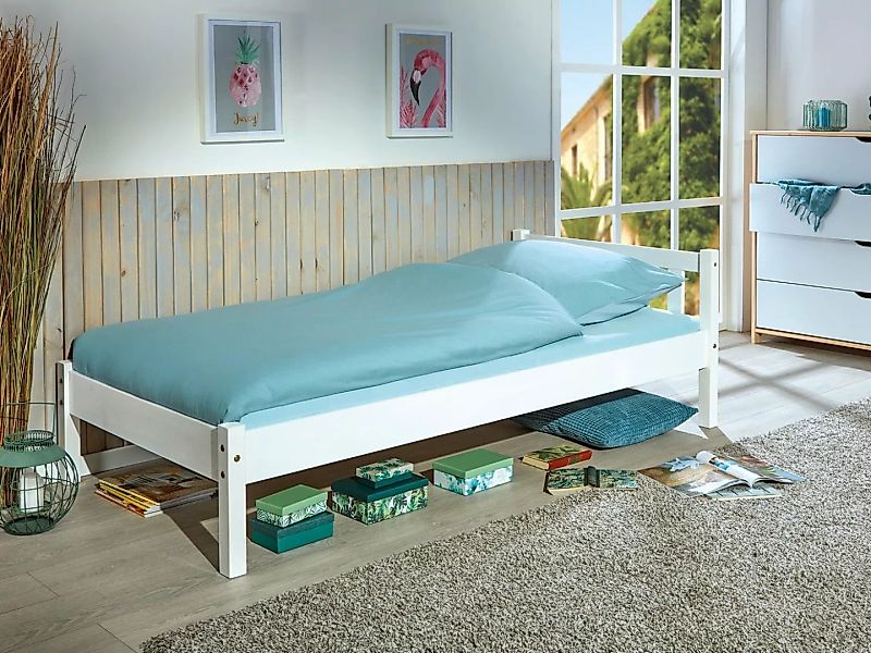 Inter Link Einzelbett aus Massivholz in Weiss (BxHxT: 210x70x98 cm) günstig online kaufen