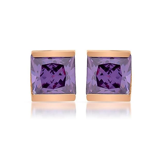 Unique Paar Ohrstecker Unique Ohrstecker Edelstahl rosévergoldet lila Zirko günstig online kaufen