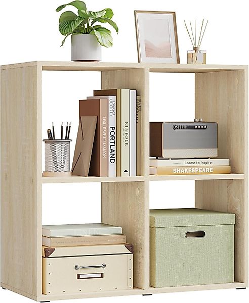 Woltu Bücherregal, helle Eiche, 4 offene günstig online kaufen