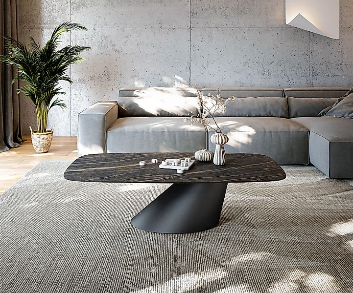 Couchtisch Edge Boot 140x80 cm Keramik Laminam® Noir Desir Braun Conis Meta günstig online kaufen