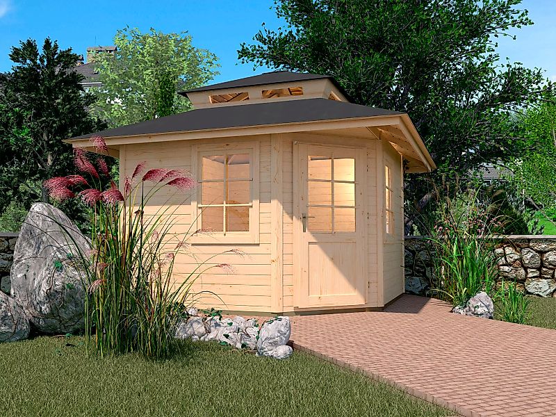 Weka Holz-Gartenhaus Natur Zeltdach Unbehandelt 380 cm günstig online kaufen
