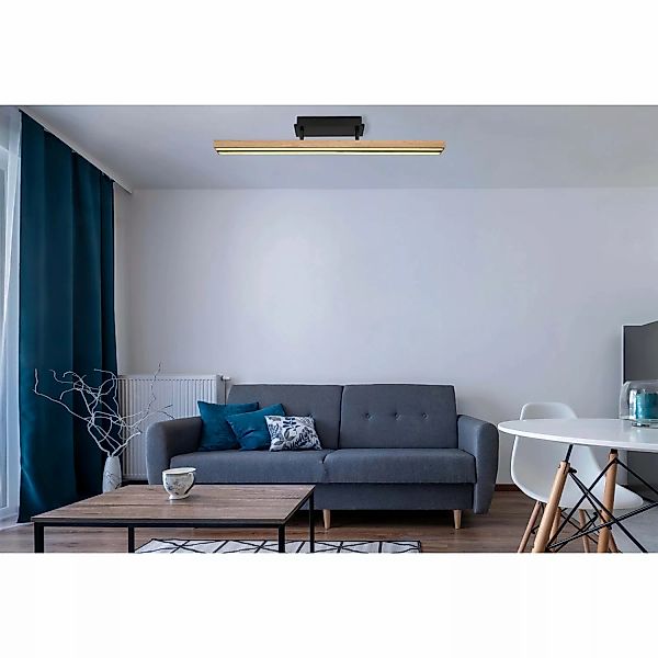 Globo LED-Deckenleuchte Doro 1-flammig Schwarz matt 815 x 75 x 140 mm günstig online kaufen