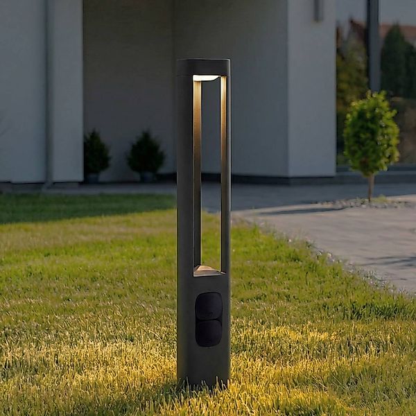 Lucande LED-Wegeleuchte Pirron, Höhe 80 cm, Steckdose, IP54 günstig online kaufen