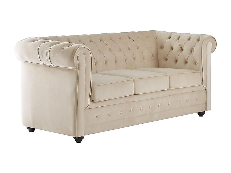 Sofa mit Schlaffunktion 3-Sitzer - Samt - Beige -CHESTERFIELD günstig online kaufen