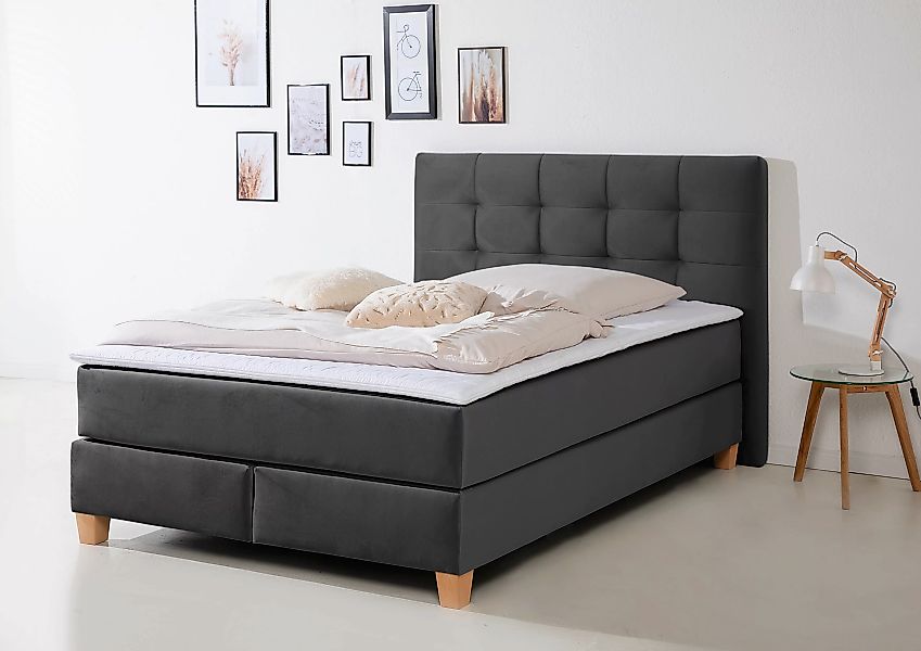 Home affaire Boxspringbett "Moulay", inkl. Topper, in Überlänge 220 cm, 3 H günstig online kaufen