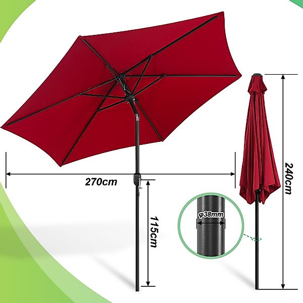 Clanmacy Sonnenschirm 3m/3.5m Sonnenschirm Gartenschirm UV40+ günstig online kaufen