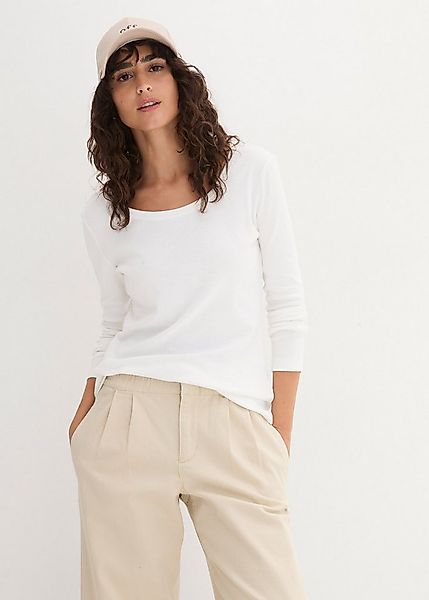 bonprix Langarmshirt leicht taillierte Passform, Rundhalsausschnitt, aus re günstig online kaufen