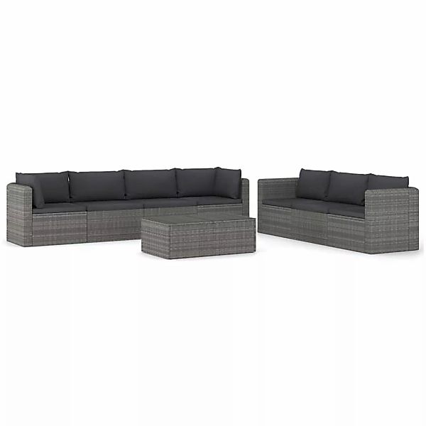 8-tlg. Garten-lounge-set Mit Kissen Poly Rattan Grau günstig online kaufen