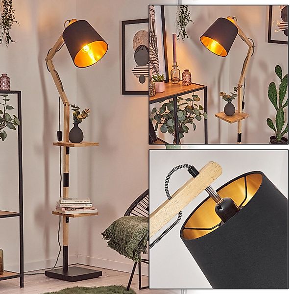 hofstein Stehlampe verstellbare Stehlampe aus Holz/Metall/Stoff günstig online kaufen