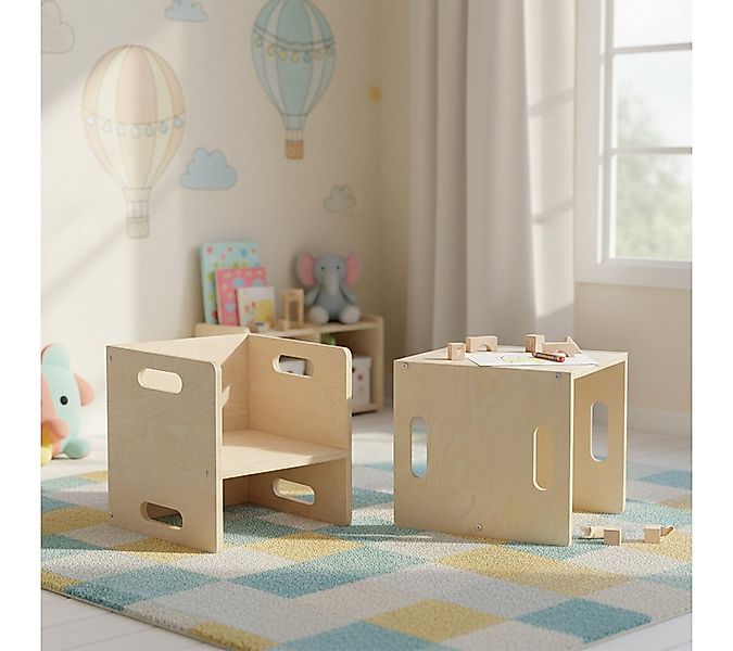 Bellabino Kindersitzgruppe Aki, 3 verschiedene Sitzhöhen, (2x Stuhl), natur günstig online kaufen