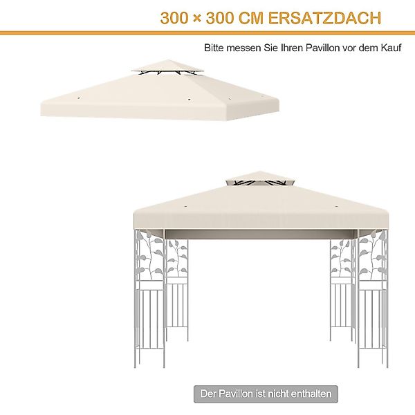 COSTWAY Pavillon-Ersatzdach 3x3m Ersatzdach, mit Klettverschlüssen günstig online kaufen