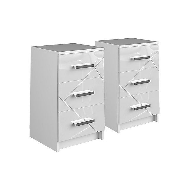Vicco Nachtschrank Irma, Weiß Hochglanz, 37.6 x 66 cm 2er Set günstig online kaufen