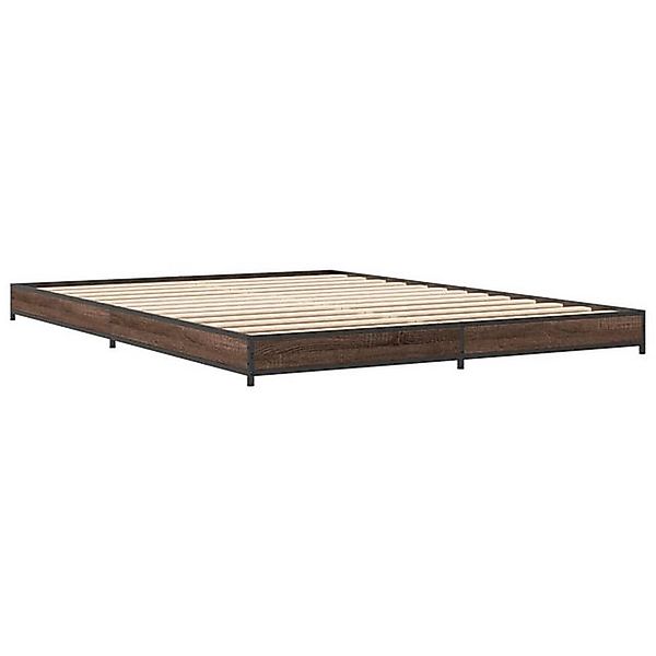vidaXL Bett Bettgestell Braun Eichen-Optik 120x190 cm Holzwerkstoff Metall günstig online kaufen