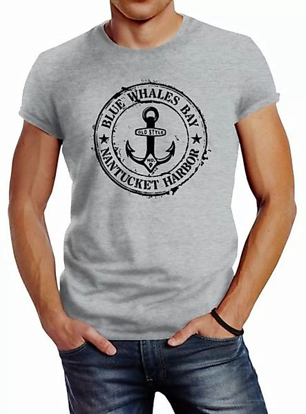 Neverless Print-Shirt Herren T-Shirt Anker Motiv maritim Retro Badge Vintag günstig online kaufen