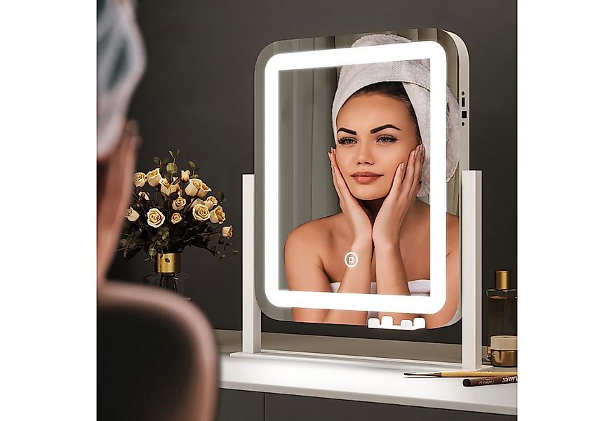 WDWRITTI Schminkspiegel mit beleuchtung, USB-Ladeanschluss, Handyhalterung günstig online kaufen