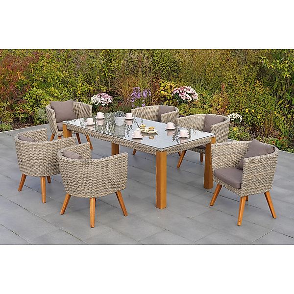 Merxx Gartenmöbelset Imperia 7tlg. Sessel inkl. Auflagen Ausziehtisch günstig online kaufen