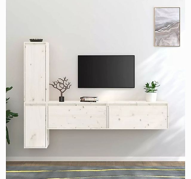 vidaXL TV-Schrank TV-Schränke 4 Stk Weiß Massivholz Kiefer Lowboard Lowboar günstig online kaufen