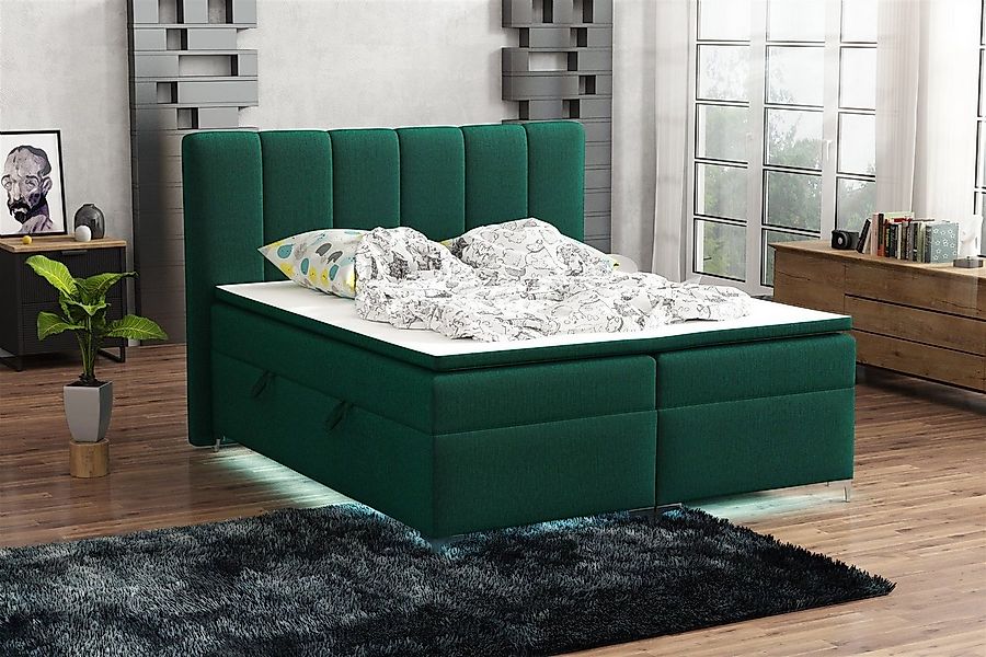 Fun Möbel Boxspringbett Boxspringbett Schlafzimmerbett ANGEL Stoff inkl.Top günstig online kaufen