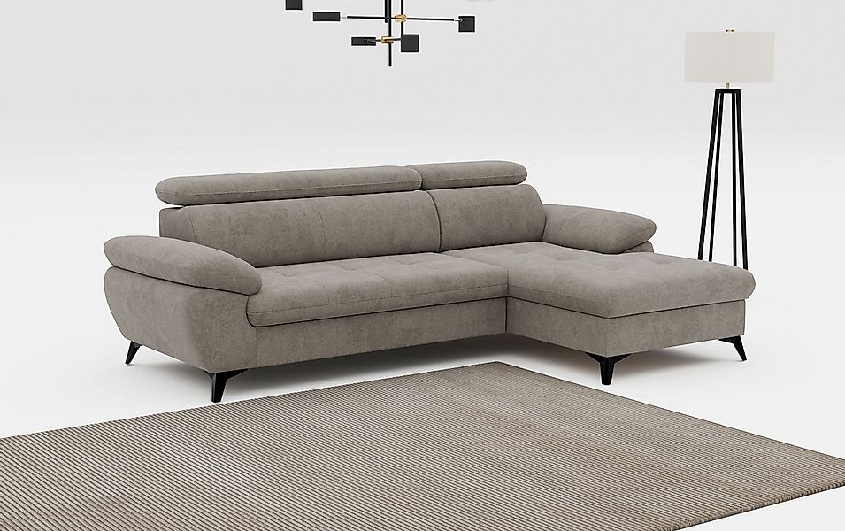 COTTA Ecksofa Hudson L-Form, B: 261 cm, mit Kopfteilverstellung, optional B günstig online kaufen