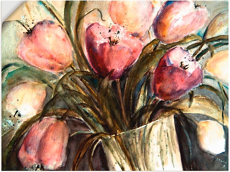 Artland Wandbild "Lila Tulpen in Vase", Blumen, (1 St.), als Leinwandbild, günstig online kaufen