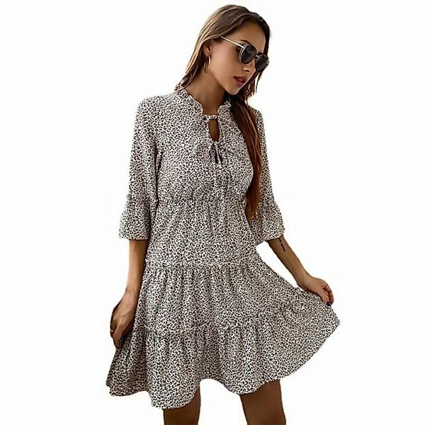 FIDDY Midikleid Modisches kurzes Kleid mit schmalem Schnitt und Rüschenkant günstig online kaufen