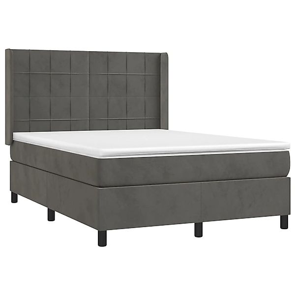 vidaXL Boxspringbett mit Matratze & LED Dunkelgrau 140x190 cm Samt 3139560 günstig online kaufen