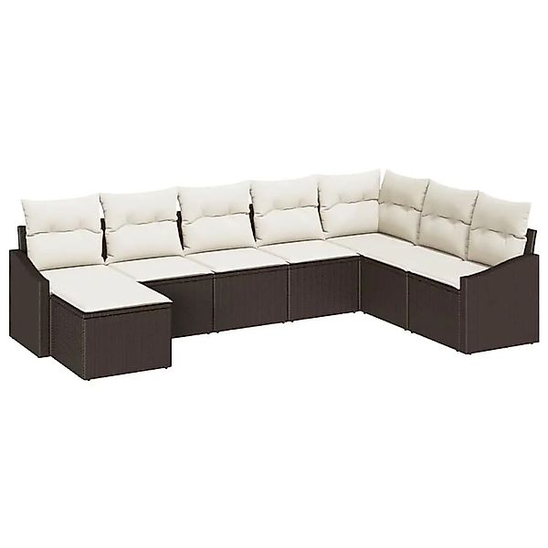 vidaXL Gartensofa-set mit Kissen 8-Tlg Braun und Creme Poly-Rattan 3355507 günstig online kaufen