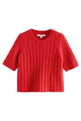 Next Rundhalspullover Geripptes Rundhals-T-Shirt aus Strick, günstig online kaufen