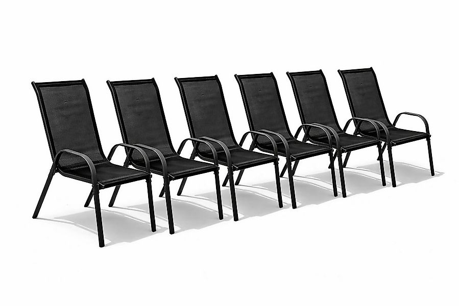 Mojawo Armlehnstuhl 6er Outdoorstuhl Gartenstuhl Stapelstuhl Metall Anthraz günstig online kaufen