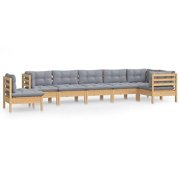 vidaXL 8-Tlg Garten-Lounge-Set mit Grauen Kissen Kiefer Massivholz 3096730 günstig online kaufen