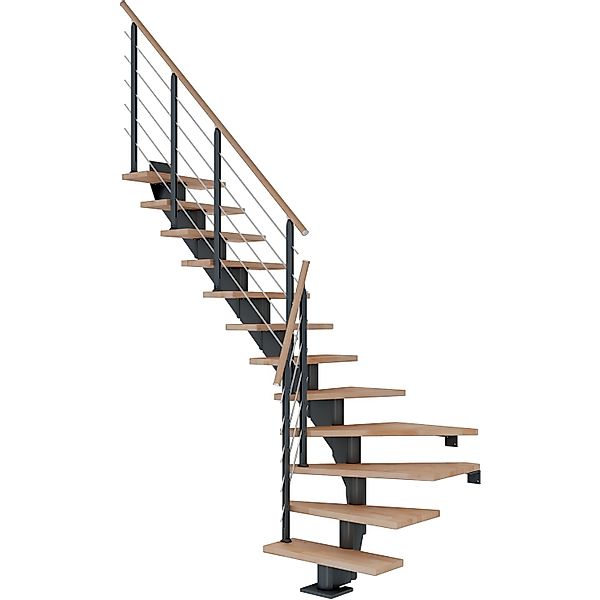 Dolle Mittelholmtreppe Hamburg Buche Anthrazit GH bis 301 cm 1/4 Gewendelt günstig online kaufen