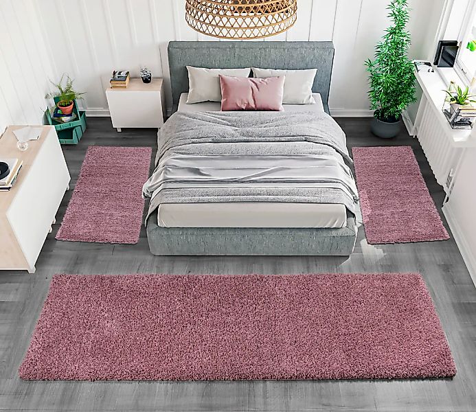 Bruno Banani Bettumrandung »Shaggy Soft«, (3 tlg.), gewebt, Uni-Farben, bes günstig online kaufen