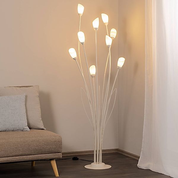 Stehleuchte Gloriosa, creme, Glas, 9-flammig günstig online kaufen