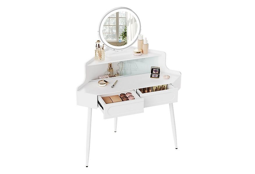 Woltu Schminktisch, Eck, mit Spiegel, einstellbare Helligkeit, Platzsparend günstig online kaufen