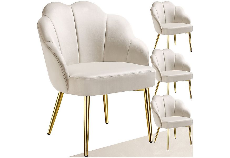tectake Esszimmerstuhl Cocktailsessel Hellen, gepolstert mit Samtbezug (Set günstig online kaufen