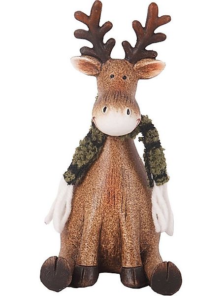 Trend Line Weihnachtsfigur Dekofigur Rentier sitzend Polyresin 20 x 12 cm günstig online kaufen